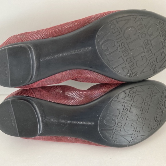 AGL Attilio Giusti Leombruni Ballet Flats Women’s 37 US 7 Burgundy Cap Toe EUC - Picture 12 of 15